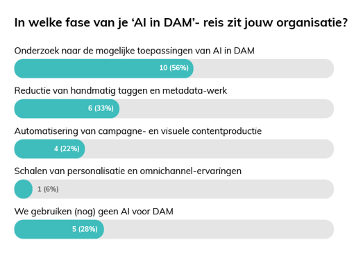 Waar bevind je je in jouw AI DAM-traject – resultaten staafdiagram