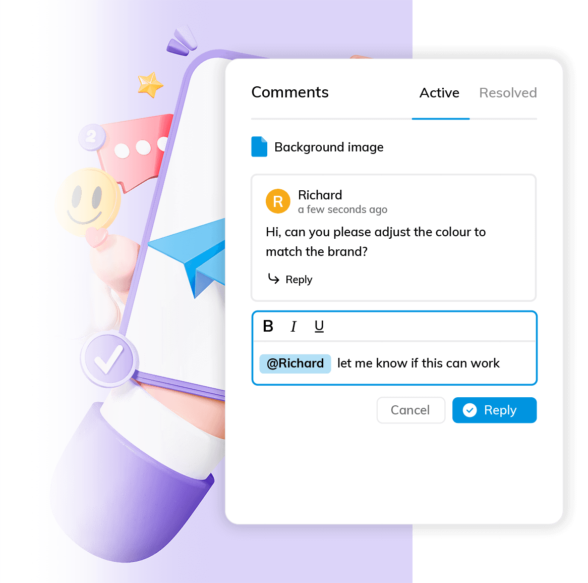 Comments – een van de nieuwe collaboration features in WoodWing Assets 10